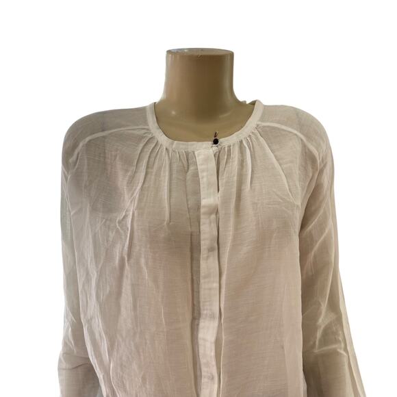 Pomandere Womens Long Sleeve Cotton Silk Top Size 42 Minimalist Lagenlook White - Picture 4 of 16